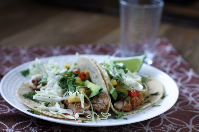 Sweet and spicy fish tacos